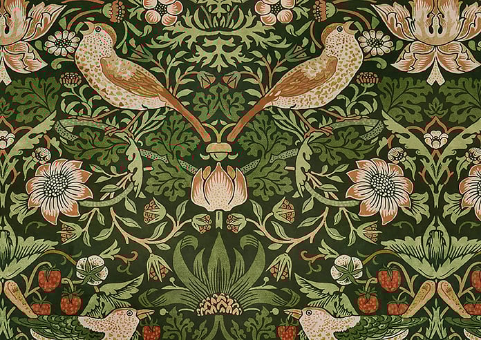 William Morris At Home Strawberry Thief Velvet, Nettle - Twist&Fit Roman Blind - Image 8